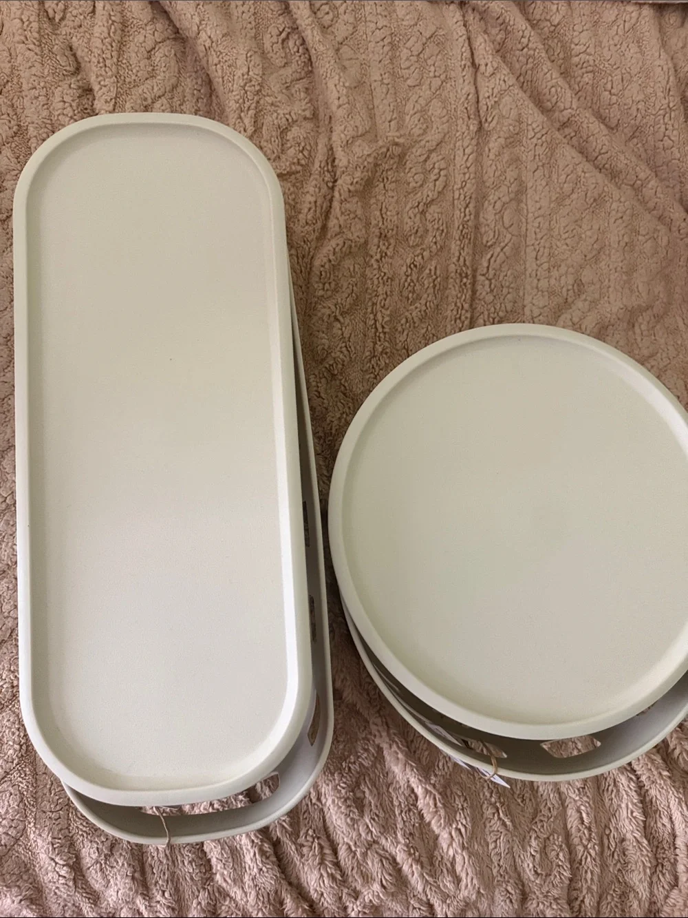Cream Plastic Storage Bins with Lids - Set of 2
